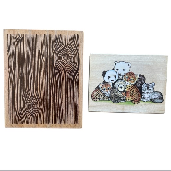All Night Media Animals Nature Wood Mounted Rubber Stamps Wildlife Babies Wood - Picture 1 of 7